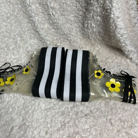 Clear Floral Platform Heeled Boots - Picture 6 of 14